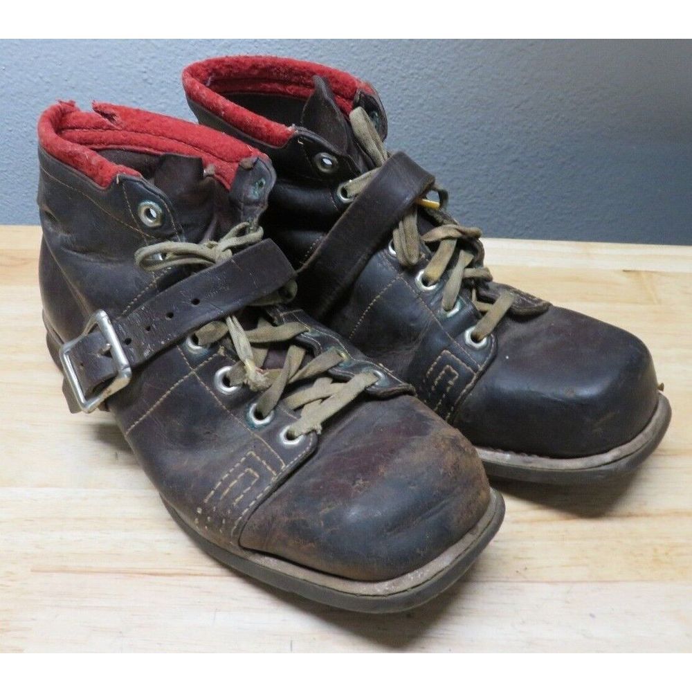 Vintage GH BASS Wilton Maine Monk Strap Logging‎ Shoes Boots Size 8 E Leather